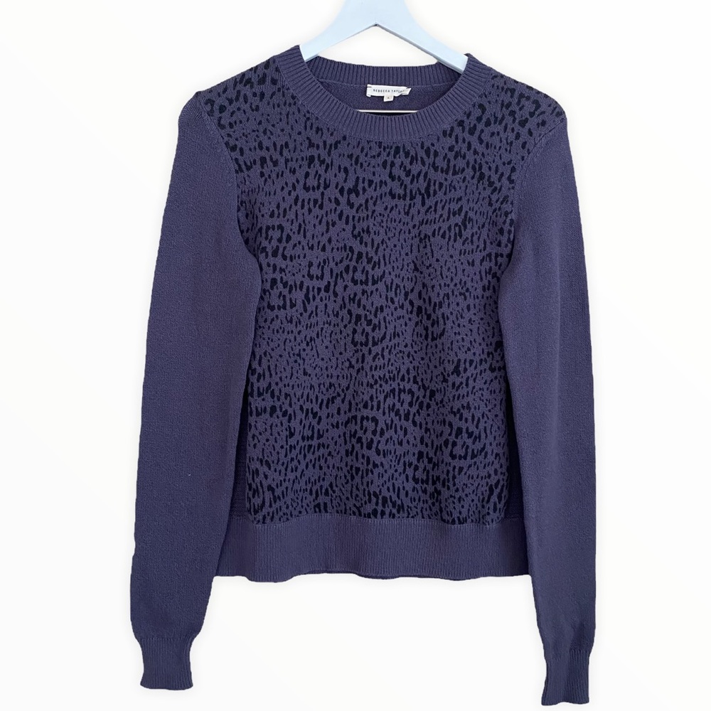Rebecca Taylor Dusty Purple Animal Print‎ Sweater Size Small